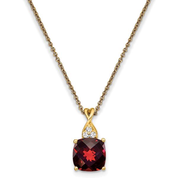 Gemstone Classics(tm) 14kt. Yellow Gold Garnet Diamond Necklace