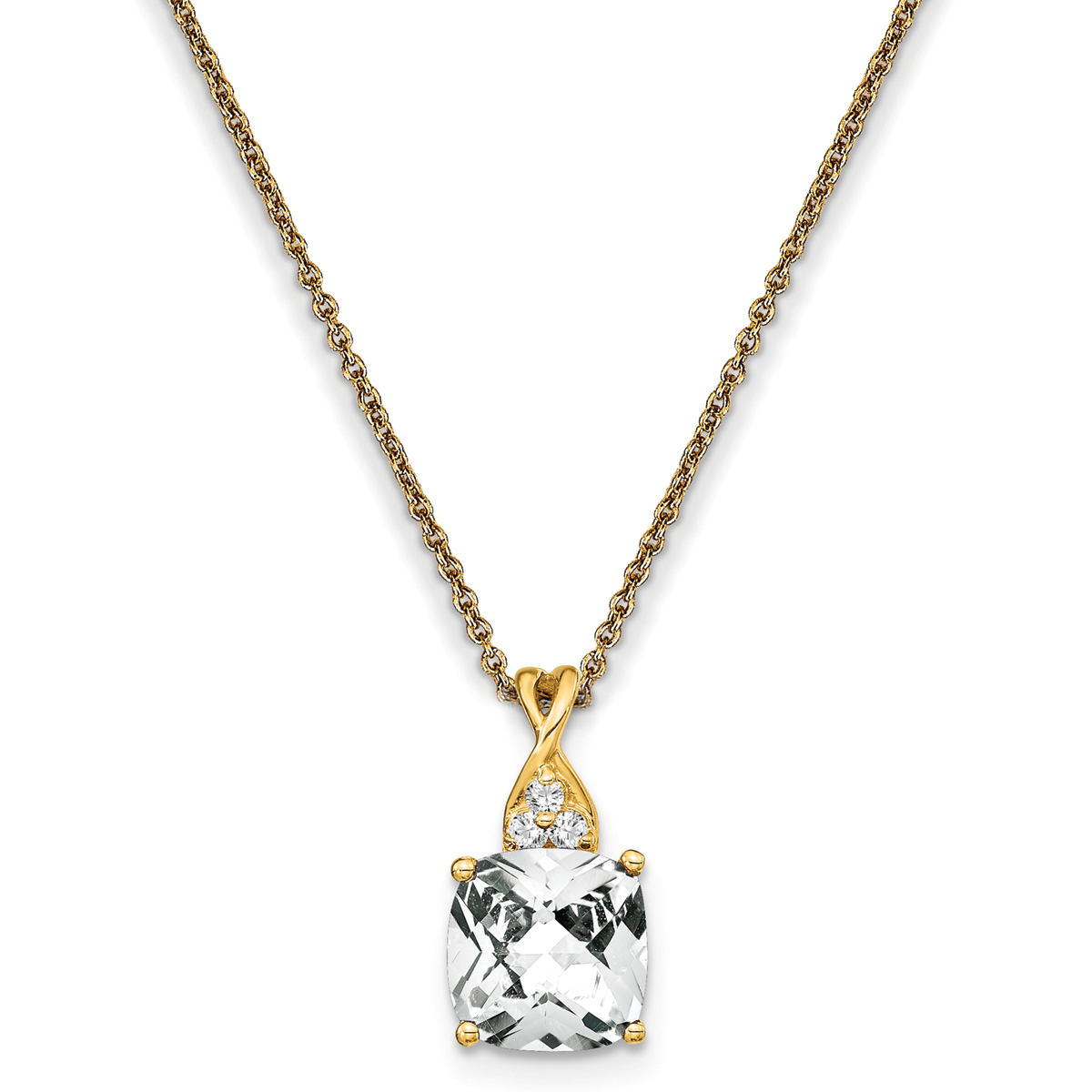 Gemstone Classics(tm) 14kt. Yellow Gold White Topaz Diamond Necklace