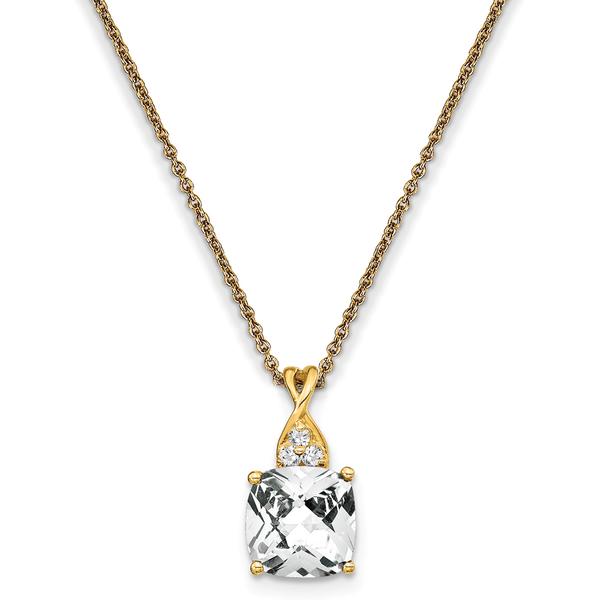 Gemstone Classics(tm) 14kt. Yellow Gold White Topaz Diamond Necklace