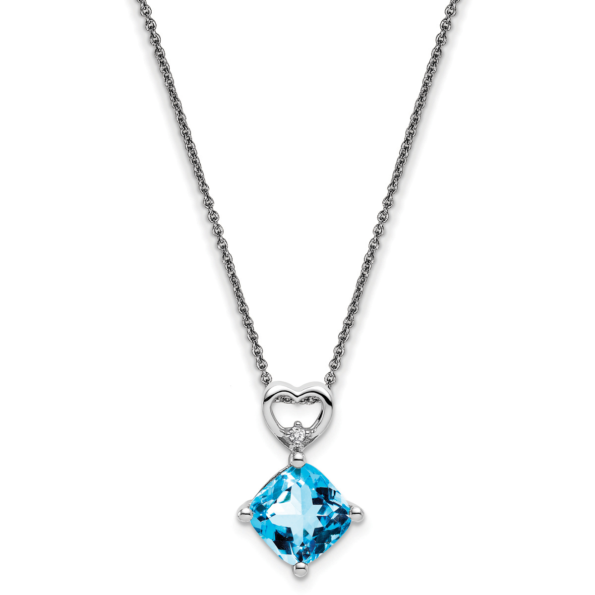 Gemstone Classics(tm) 14kt. White Gold Blue Topaz Diamond Necklace
