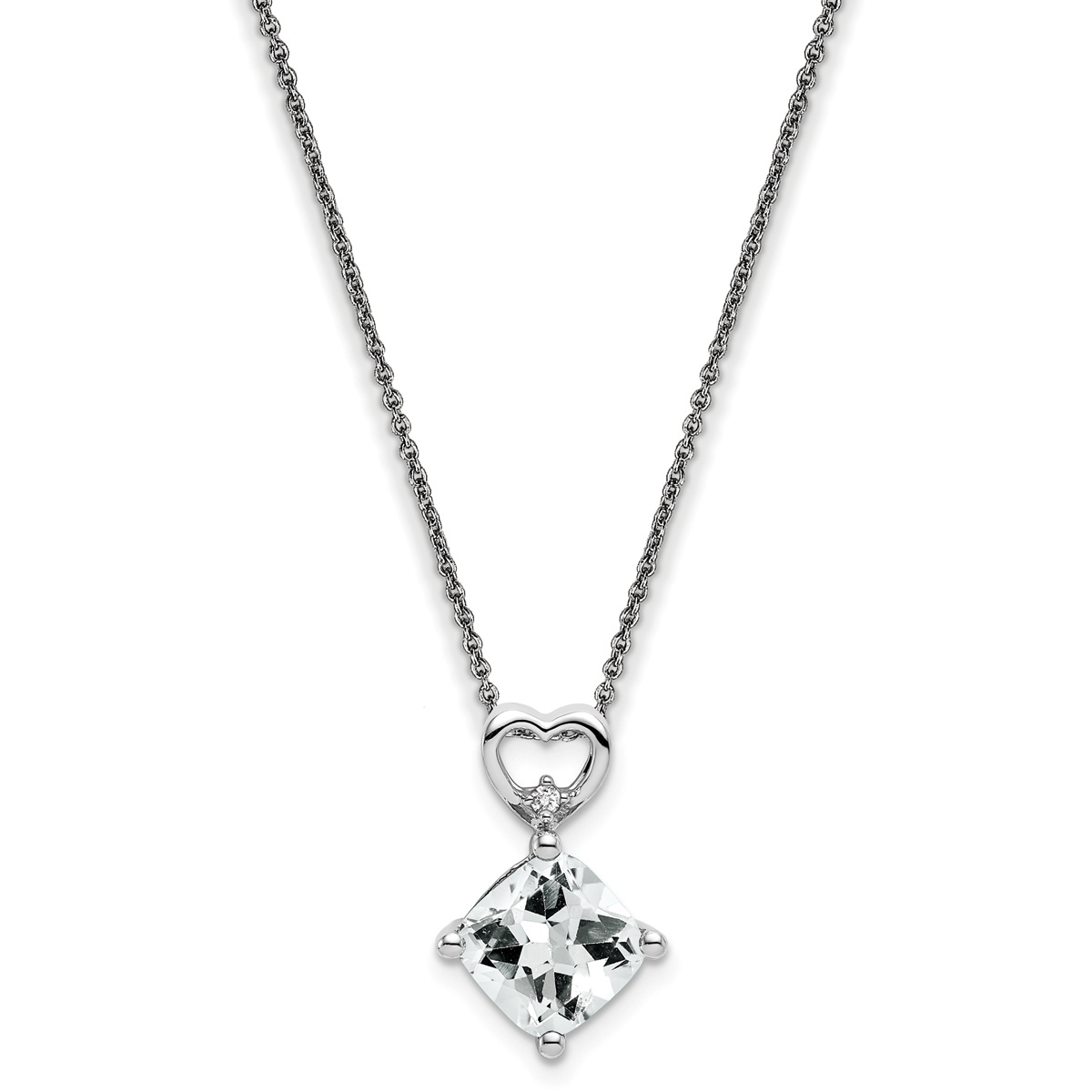 14kt. White Gold Topaz Diamond Pendant Necklace