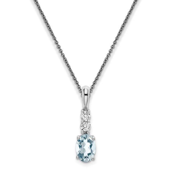 14kt. White Gold Round Aquamarine Necklace