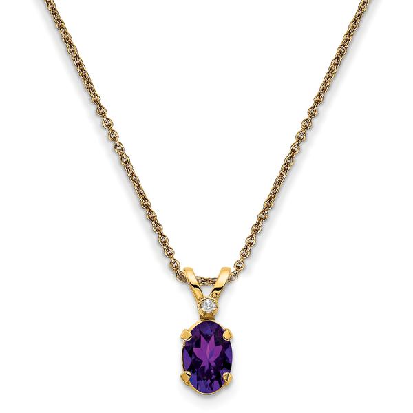 Gemstone Classics(tm) 14kt. Yellow Gold February Pendant Necklace