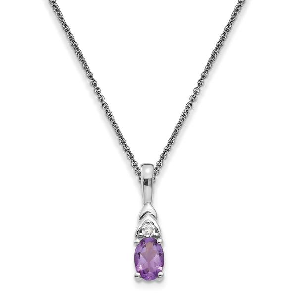 Gemstone Classics(tm) 14kt. White Gold Amethyst Diamond Necklace