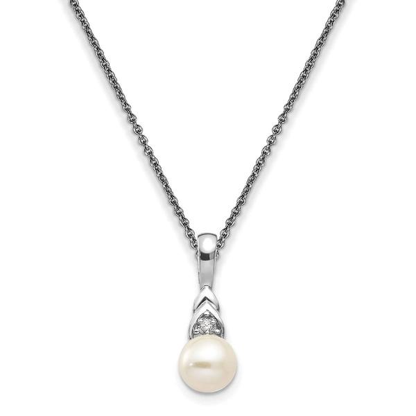 Gemstone Classics(tm) 14kt. White Gold Pearl Diamond Necklace