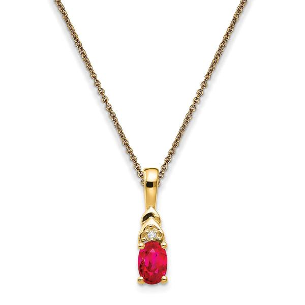 Gemstone Classics(tm) 14kt. Yellow Gold Oval Ruby Diamond Necklace