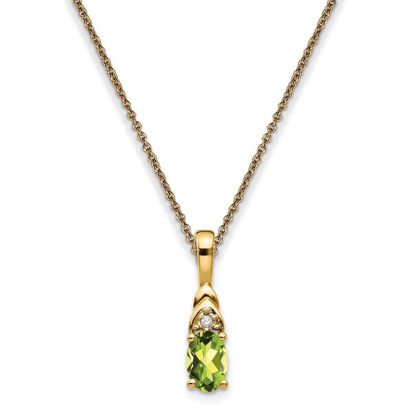 Gemstone Classics(tm) 14kt. Yellow Gold Peridot Diamond Necklace