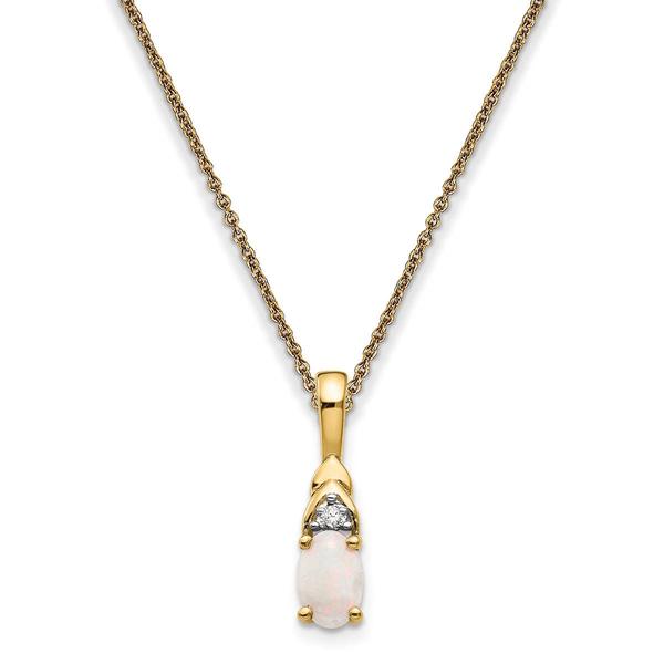 14kt. Yellow Gold Oval Opal Diamond Necklace
