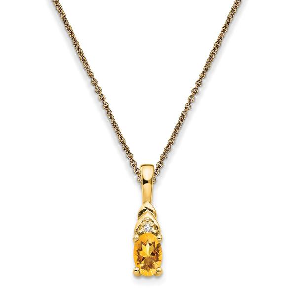 Gemstone Classics(tm) 14kt. Yellow Gold Citrine & Diamond Necklace