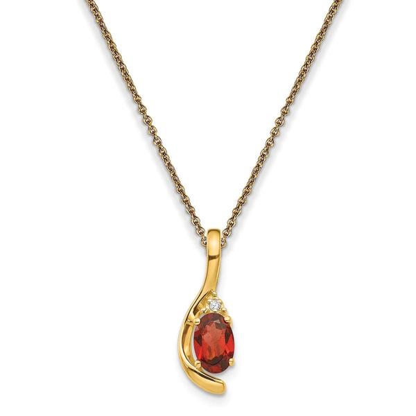 Gemstone Classics(tm) 14kt. Yellow Gold Red Garnet Diamond Pendant