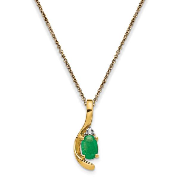 Gemstone Classics(tm) 14kt. Yellow Gold Green Emerald Necklace