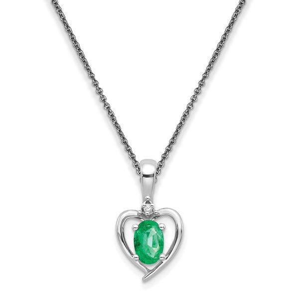 Gemstone Classics(tm) 14kt. Emerald Diamond Pendant Heart Necklace