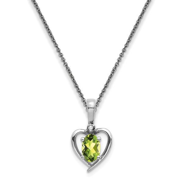 Gemstone Classics(tm) 14kt. Peridot Diamond Heart Pendant Necklace