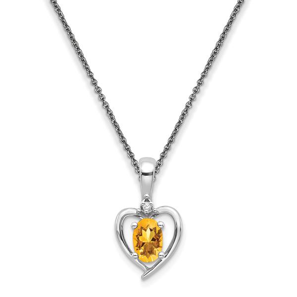 Gemstone Classics(tm) 14kt. Citrine Diamond Heart Pendant Necklace