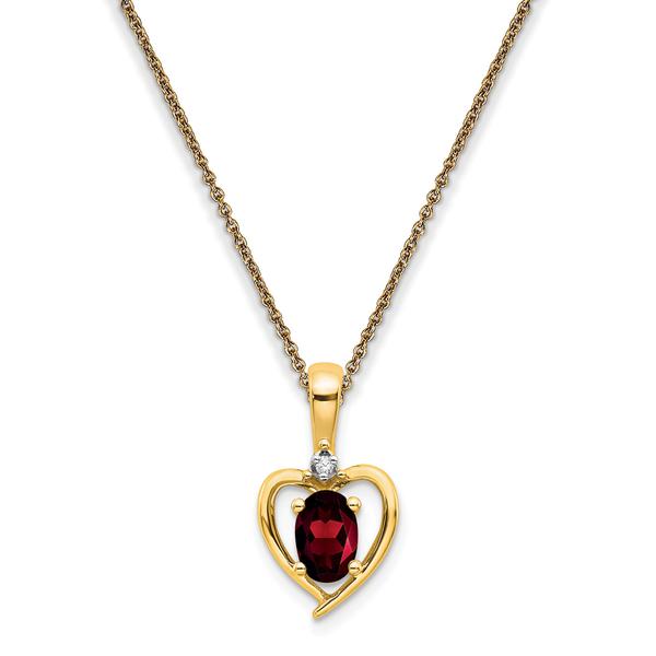Gemstone Classics(tm) 14kt. Garnet & Diamond Pendant Necklace