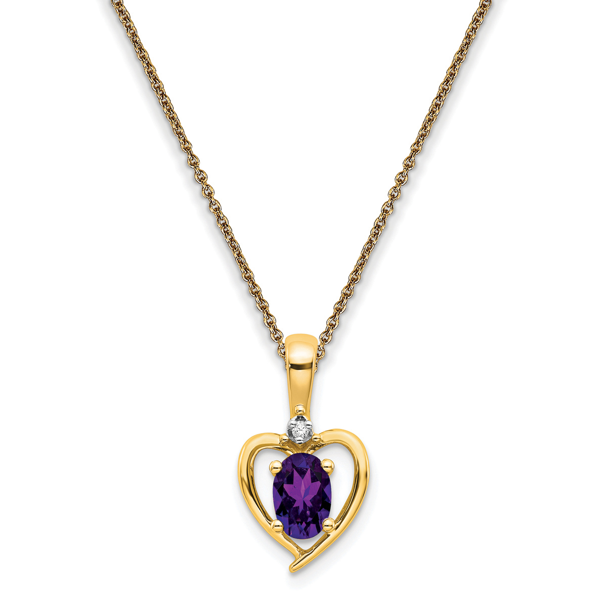Gemstones Classics(tm) 14kt. Amethyst Diamond Pendant Necklace