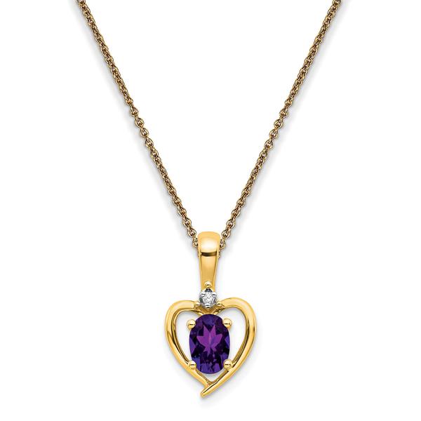 Gemstone Classics(tm) 14kt. Amethyst Diamond Pendant Necklace