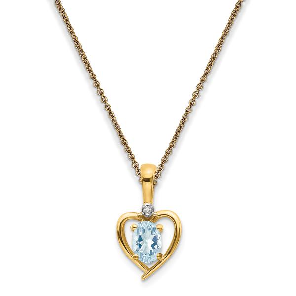 14kt. Aquamarine Diamond Pendant Necklace