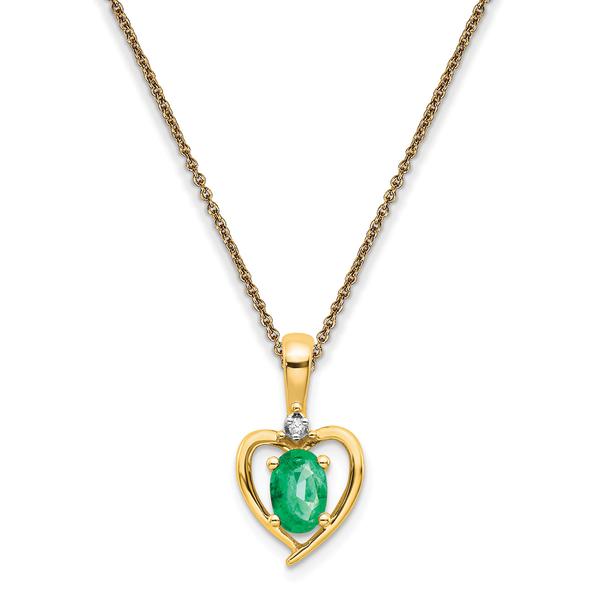 Gemstone Classics(tm) 14kt. Emerald Diamond Pendant Necklace