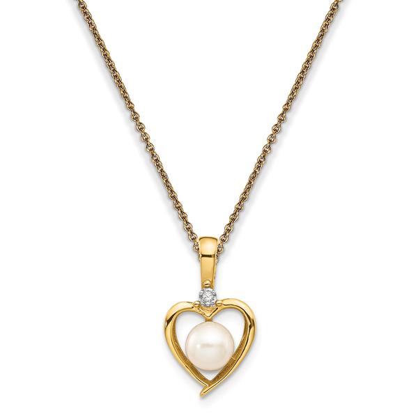 Gemstone Classics(tm) 14kt. Pearl Diamond Pendant Necklace