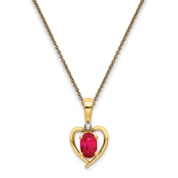 Gemstone Classics(tm) 14kt. Ruby Diamond Pendant Necklace