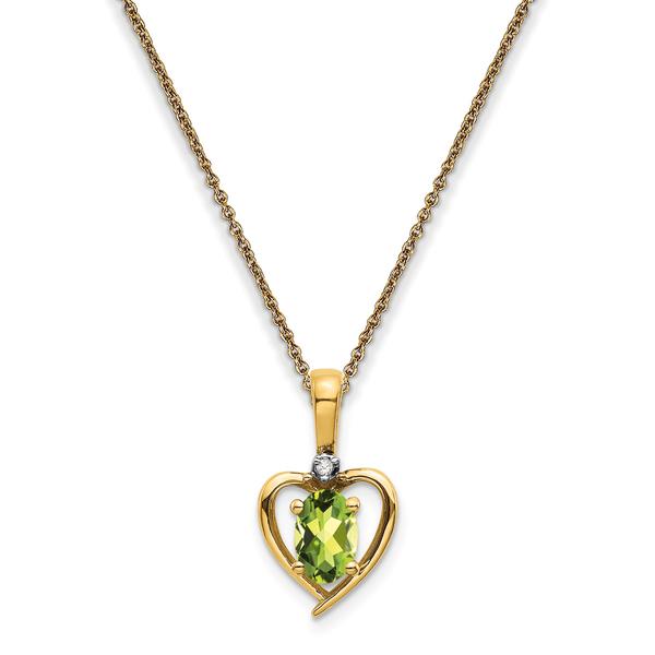 Gemstone Classics(tm) 14kt. Peridot Diamond Pendant Necklace