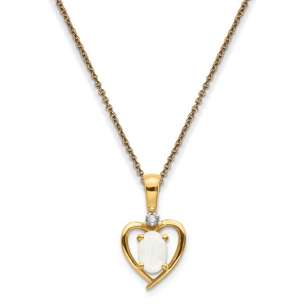 Gemstone Classics(tm) 14kt. Opal Diamond Pendant Necklace