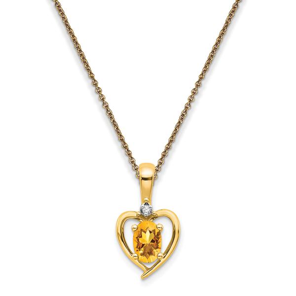 Gemstone Classics(tm) 14kt. Citrine Diamond Pendant Necklace