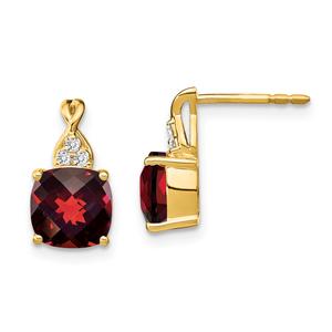 Gemstone Classics(tm) 14kt. Yellow Gold Garnet Diamond Earrings