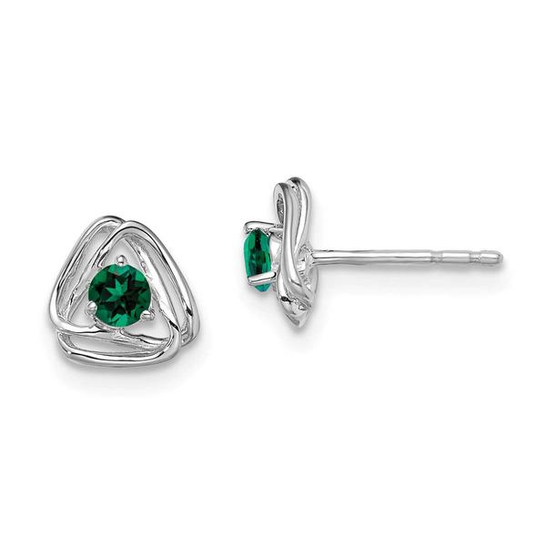 Gemstone Classics(tm) 14kt. White Gold Emerald Stud Earrings