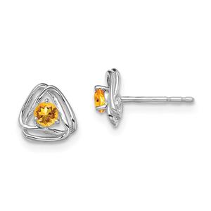 14kt. White Gold Citrine Stud Earrings