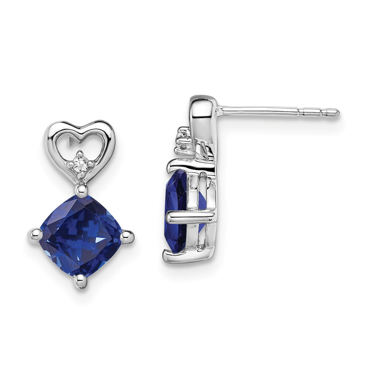 14kt. White Gold Blue Sapphire Diamond Earrings