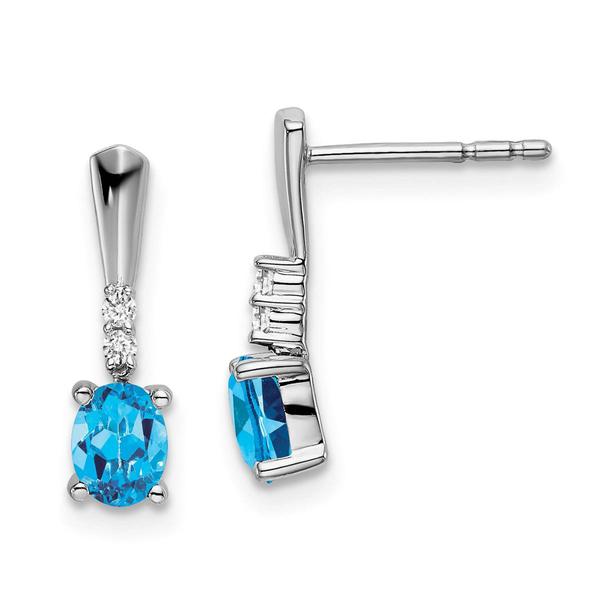 14kt. White Gold Round Topaz Diamond Earrings