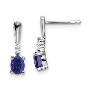14kt. White Gold Lab Created Sapphire Diamond Earrings