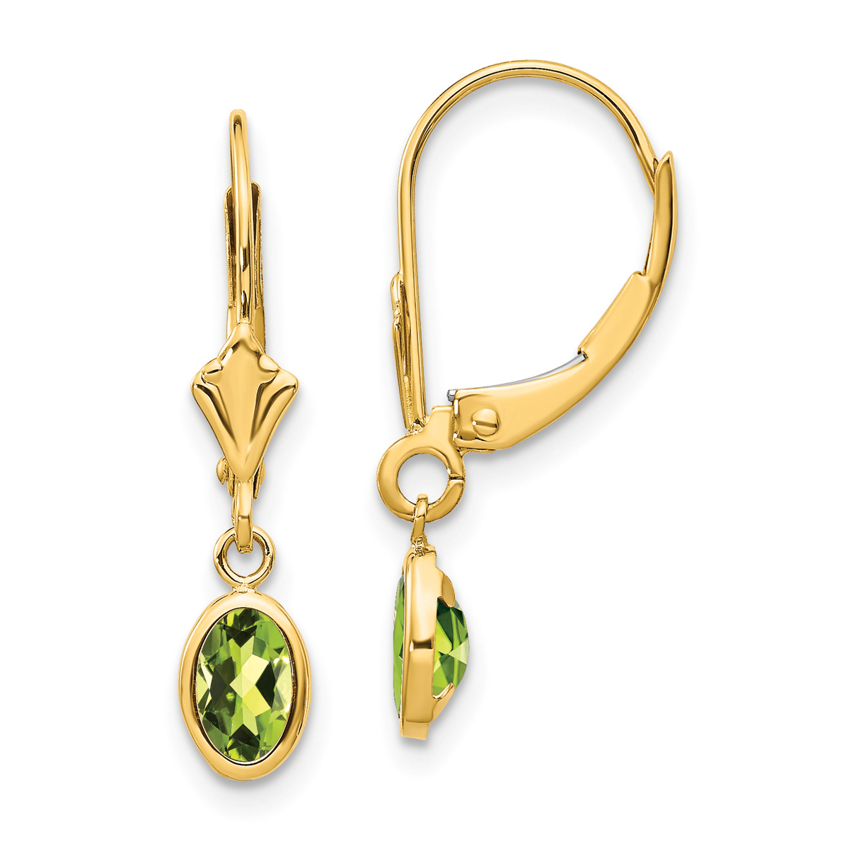 Gemstone Classics(tm) 14kt. Gold Peridot Leverback Earrings