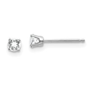 Gemstone Classics(tm) White Gold 3mm. White Topaz Earrings