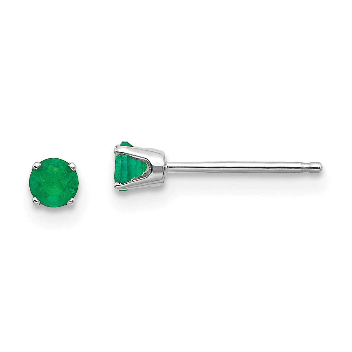 Gemstone Classics(tm) White Gold 3mm. Emerald Stud Earrings