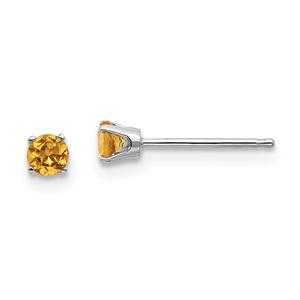 Gemstone Classics(tm) White Gold 3mm. Citrine Stud Earrings