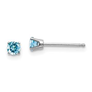 Gemstone Classics(tm) White Gold 3mm. Blue Topaz Earrings