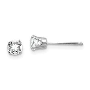 Gemstone Classics(tm) White Gold 4mm. White Topaz Earrings