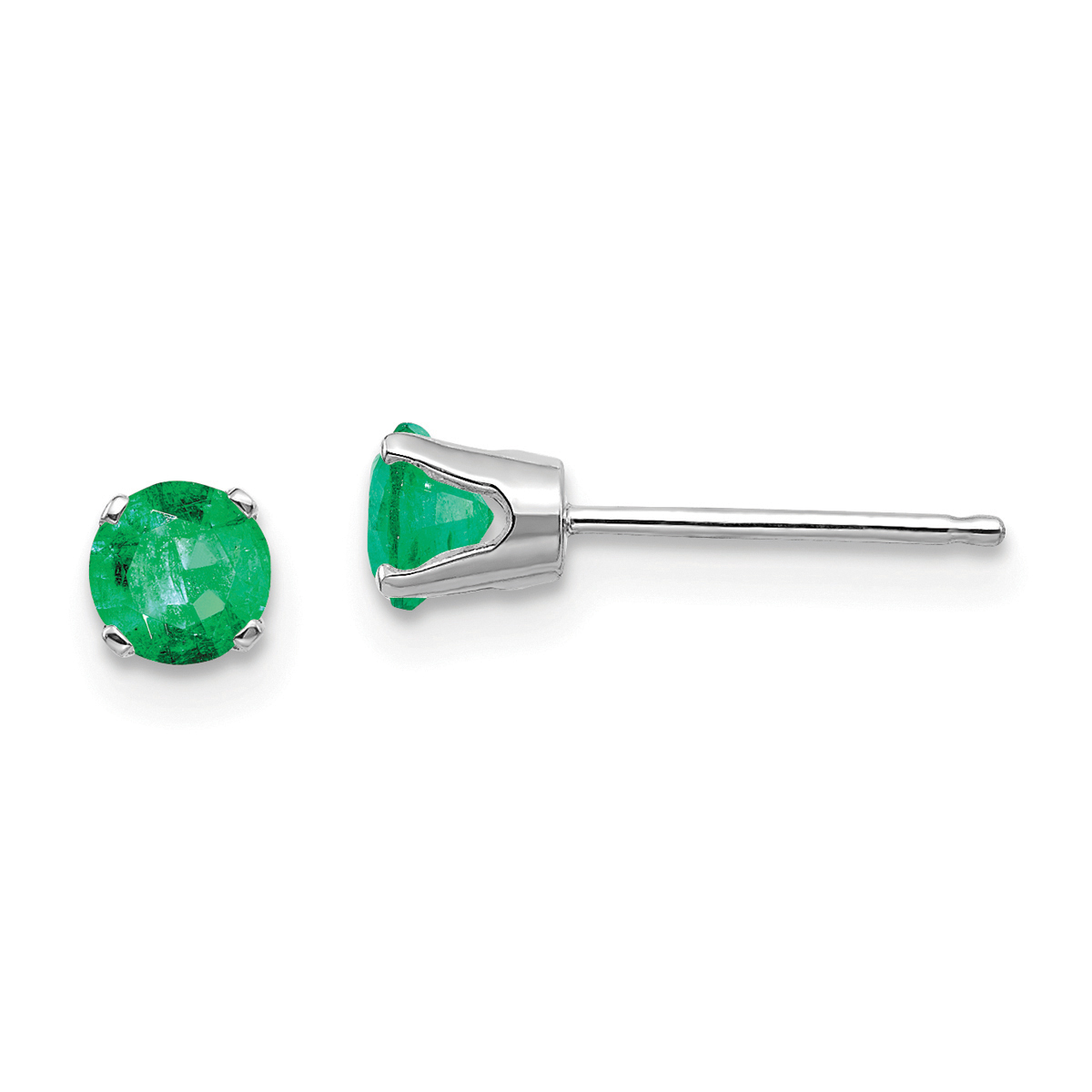 Gemstone Classics(tm) White Gold 4mm. Emerald Post Earrings