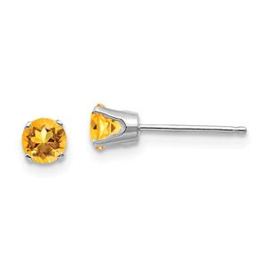 Gemstone Classics(tm) White Gold 4mm. Citrine Stud Earrings
