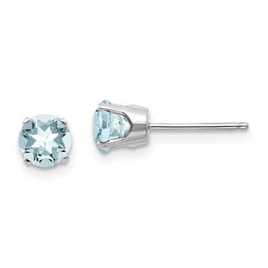 Gemstone Classics(tm) White Gold 5mm. Aquamarine Stud Earrings