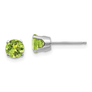 Gemstone Classics(tm) White Gold 5mm. Peridot Stud Earrings
