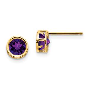 Gemstone Classics(tm) Yellow Gold 5mm. Amethyst Stud Earrings