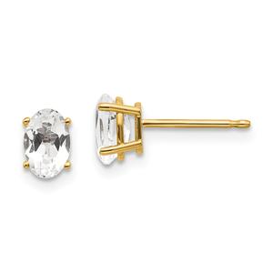 Gemstone Classics(tm) Yellow Gold 6mm. White Topaz Earrings