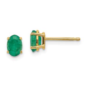 Gemstone Classics(tm) Yellow Gold 6mm. Emerald Stud Earrings