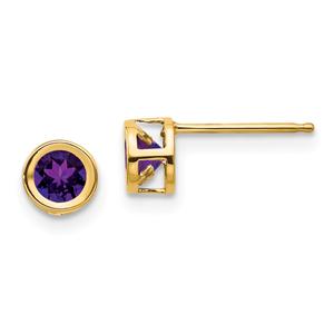 Gemstone Classics(tm) Yellow Gold 4mm. February Post Earrings