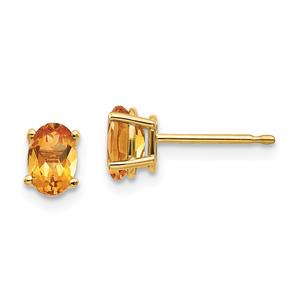 Gemstone Classics(tm) Yellow Gold 6mm. Citrine Stud Earrings