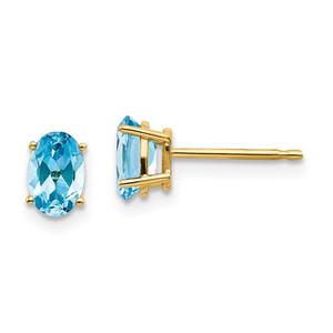 Gemstone Classics(tm) Yellow Gold 6mm. Blue Topaz Earrings